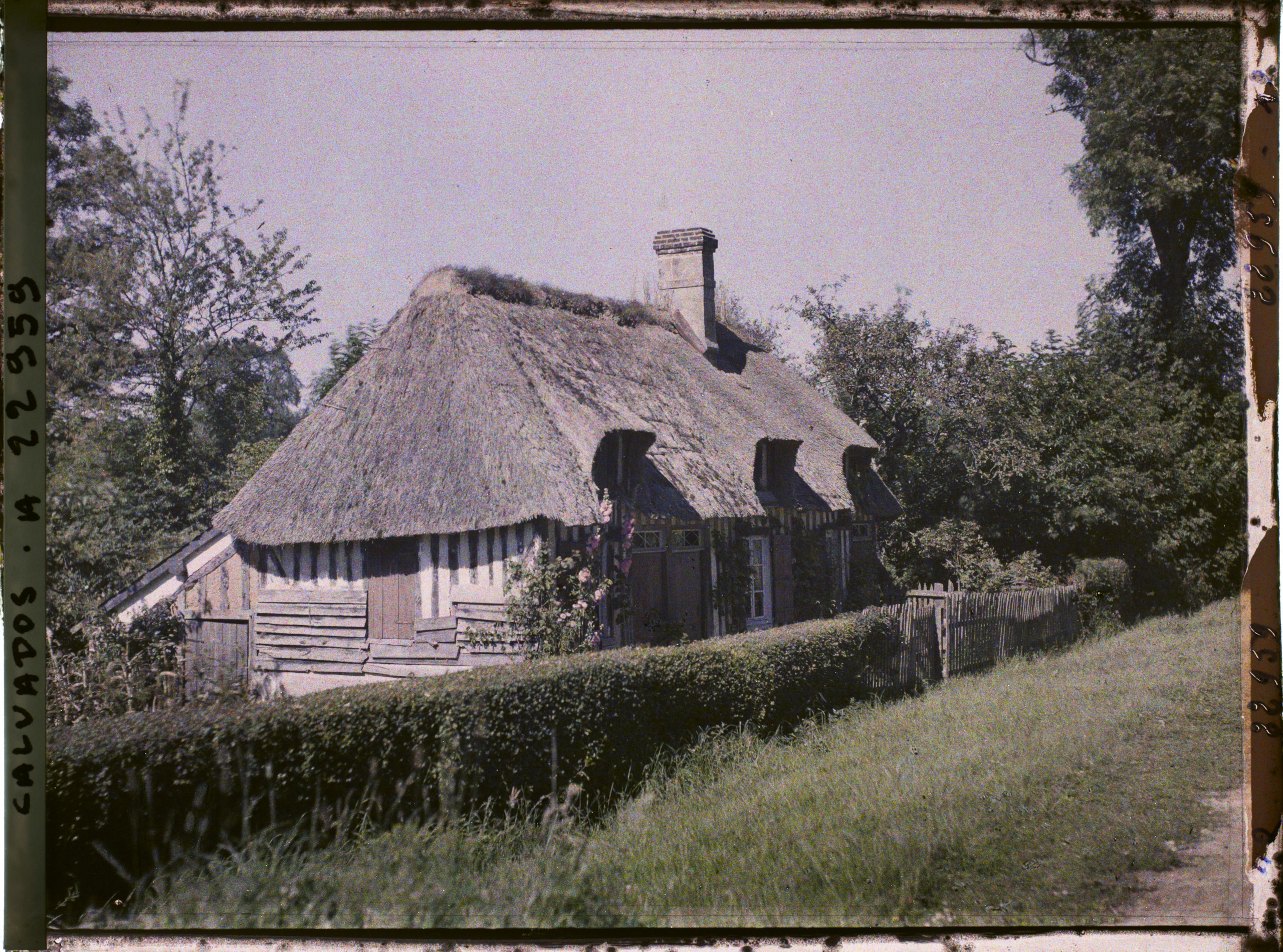 Une maison normande traditionnelle à colombages, dans le Calvados
